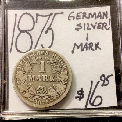 1875 German Silver! 1 Mark! ENN Coins - Image 1 of 3