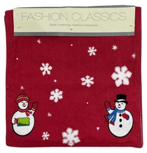 NWT Table Runner Snowmen Snowflakes Christmas Holidays Red 100% Cotton 13”x 70” - Picture 1 of 13