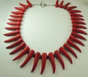 Red Howlite Necklace Statement Handmade - Picture 1 of 1