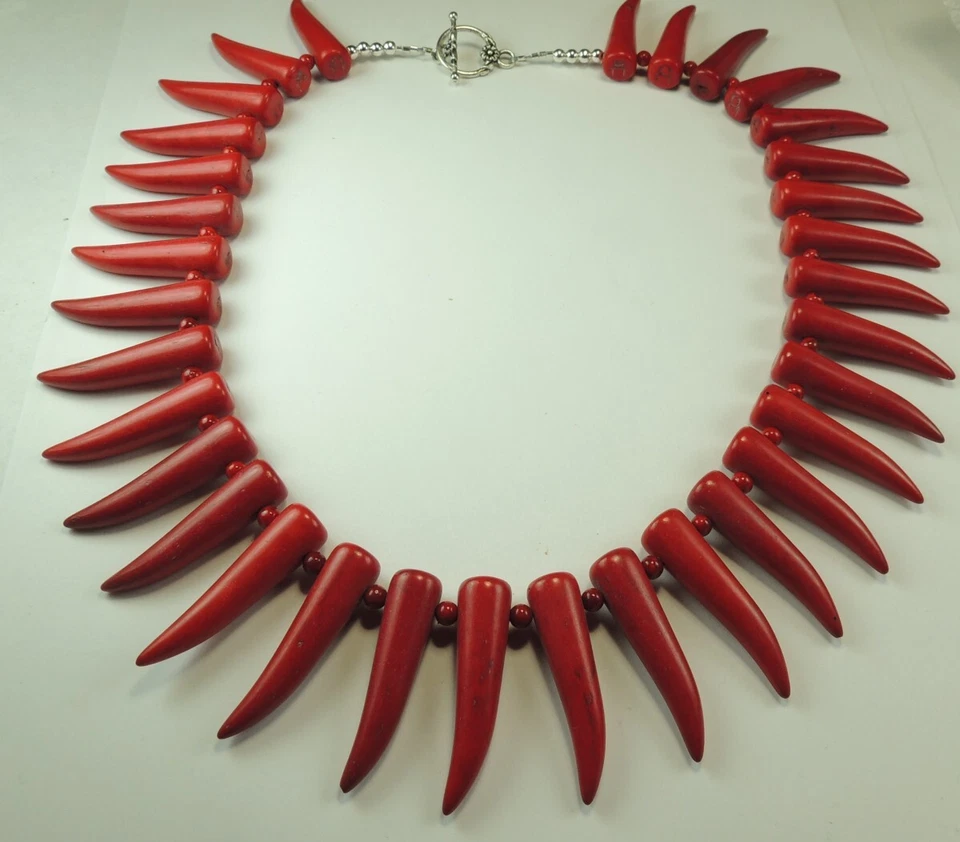 Red Howlite Necklace Statement Handmade - Image 1 of 1