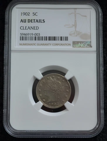 1902 5C Liberty Nickel Graded by NGC as AU Details Cover