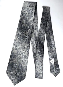 Paisley tie by Burton Classics silver-grey and blue Vintage menswear Made in UK - Picture 1 of 4