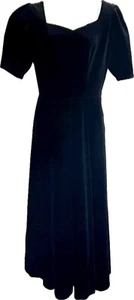 Vintage Laura Ashley Black Dress sz 8 Velvet Sweetheart Neck Long Goth Romantic - Picture 1 of 8