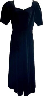 Vintage 80's Laura Ashley Black Dress sz 8 Velvet Sweetheart Neck Long Victorian - Image 1 of 4