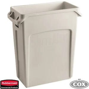 Beige Rubbermaid 60 Litre Slim Jim Rubbish Recycling Bin Container 1971259 - Picture 1 of 10