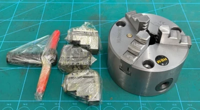 RDG TOOLS SHOP SOILED HBM ROTARY TABLE CHUCK 100MM 3 JAW S/C INT/EXT JAWS 3 HOLES