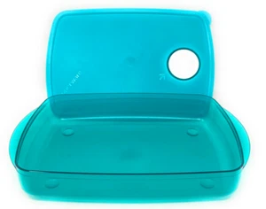 Tupperware Rock N Serve piatto sicuro per microonde 6 tazze 1,4 L blu turchese nuovo - Foto 1 di 3