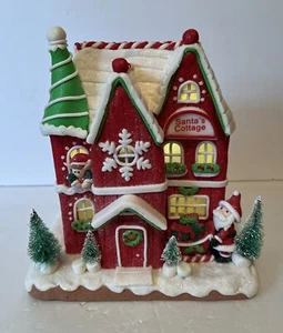 Gingerbread House Santa's Cottage Christmas Valerie Parr Hill Illuminated - Picture 1 of 4