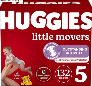Size 5 Diapers, Little Movers Baby Diapers, Size 5 (27+ Lbs), 132 Count, Packagi - Picture 1 of 12