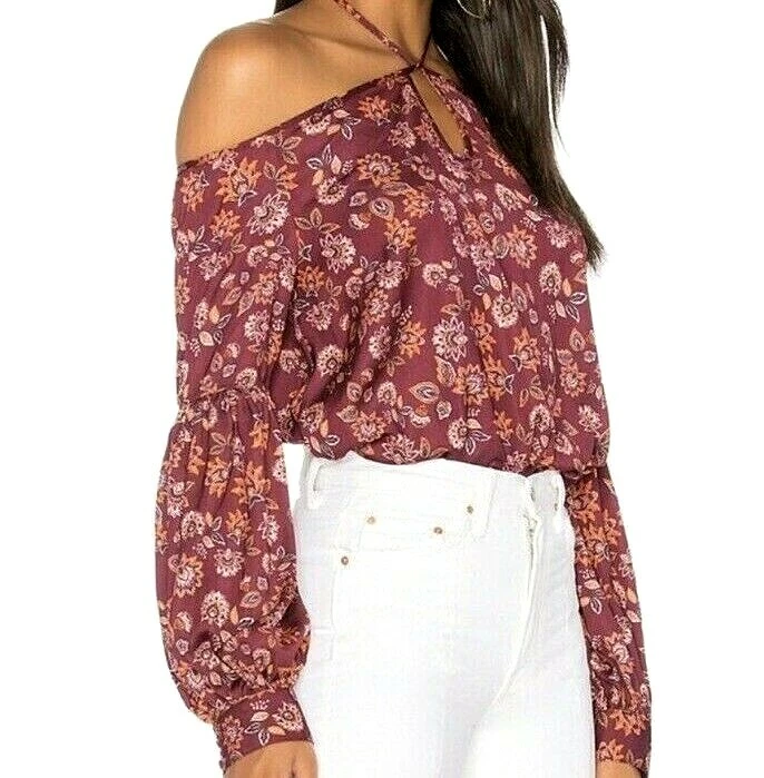 Nuevo con etiquetas Top "The Fifth Label" Carrusel Borgoña Aster Hombro Descubierto Talla M Foto 1 de 4