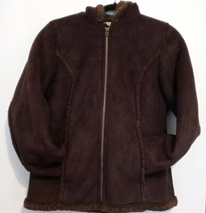 Chaqueta de gamuza bordada forrada Sherpa con capucha marrón talla XS LL BEAN para mujer - Imagen 1 de 6