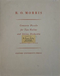 R. O. Morris Concerto Piccolo for Two Violins and String Orchestra -Oxford Press - Picture 1 of 1