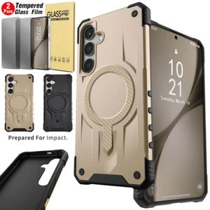 For Samsung S24/Plus/Ultra/FE Hybrid Magnetic Case Cover Privacy Tempered Glass - Picture 1 of 33