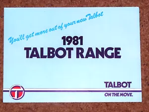 1981 TALBOT RANGE Prospekt - Sunbeam Avenger Horizon Alpine Solara Rancho NEUWERTIG - Bild 1 von 4