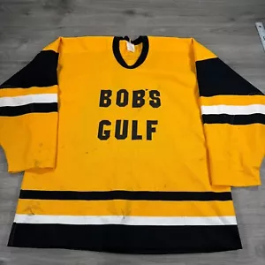 Vintage CCM Bobs Gulf Hockey Jersey Mens XL Yellow Maska Fight Strap - Picture 1 of 10