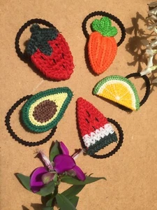 Kids Girls Cartoon Fruit Knitted Hair Elastic Hair Bands Hair Ropes Accessories - Picture 1 of 7