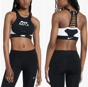 $80 Womens Size XL Nike Air Max Motif Cutout Sports Bra Black White DM0631-010 - Picture 1 of 3