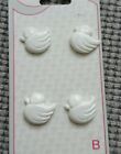 Vintage Novelty White Duck Buttons 14mm Tootal Carded Children Kids Baby Craft