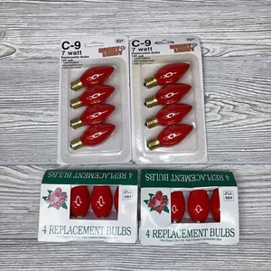 4x C-9 Christmas Replacement Bulbs Red Lights 7 watt 120V, 16 Bulbs Total, New - Picture 1 of 5