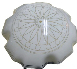 2pc!! Vintage Mcm Art Deco Sunburst Scalloped Ceiling Light Shade Cover 18" - Picture 1 of 4