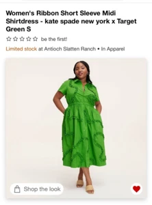 Women's Ribbon Short Sleeve Midi Shirtdress kate spade New York x Target Green S - Picture 1 of 5
