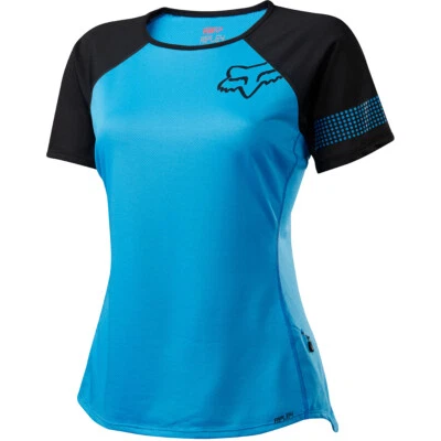 Camiseta deportiva de bicicleta Fox Racing Ripley manga corta azul/gris mediana para mujer Foto 1 de 3