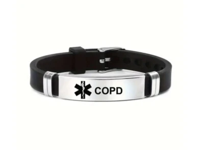 Pulsera de acero inoxidable con alerta médica para EPOC Foto 1 de 4
