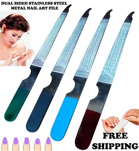 4.5" Dual Sided Stainless Steel Metal Nail Art File Manicure Pedicure Tool - Picture 1 of 12