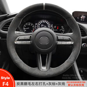 DIY Customized Suede Car Steering Wheel Cover Warp For Mazda CX-30 Mazda 3 Axela
