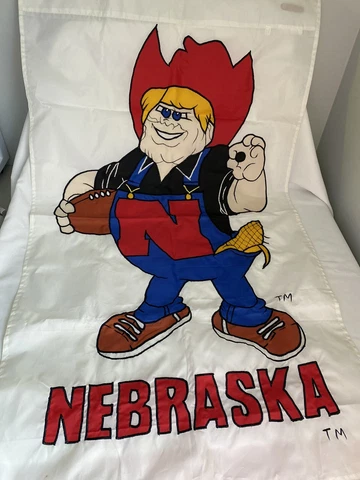 Vintage Nebraska Cornhuskers Herbie Husker Flag  27 X 48β Cover