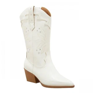 universal Thread Studded Western Cowboy Boots Memory Foam Insole Off White 10M - Picture 1 of 10
