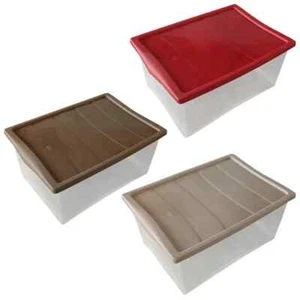STORAGE BOX SPRING L NEUTRO CON COPERCHIO CONTENITORE IN PLASTICA COLORI VARI - Foto 1 di 5