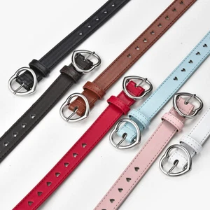 Children Faux Leather Belt Kids Cute Peach Heart Buckle Belts Girls Waist Be ZC - Picture 1 of 15