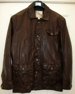 32 BAR BLUES MEN'S DISTRESSED BROWN LEATHER CAR JACKET SIZE XL NWOT $749.99 - Picture 1 of 12