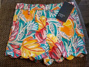 Crown and Ivy Mädchen Blumen Shorts überbackene elastische Taille Gr. 6 türkis Dschungel neu mit Etikett - Bild 1 von 3