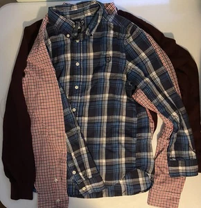 Lot Of 3 Boy Boys Plaid Long Sleeve Shirts Champs & Ralph Lauren And Tommy - Picture 1 of 15