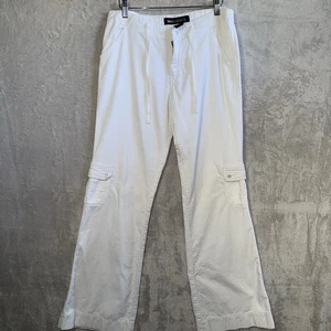 Vintage Y2K Low Rise Pants Juniors 9 White Flare Corduroy 2000s Low Rise - Picture 1 of 15