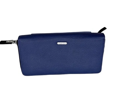 Cartera de cuero azul Vince Camuto para mujer de dos tonos con cremallera alrededor tarjetero Foto 1 de 4