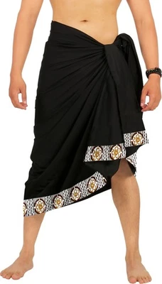 LA LEELA вискозы твердого купальный костюм надежном вечеринки плавать мужской Pareo 78 «X 42» черный_3743 - Изображение 1 из 3