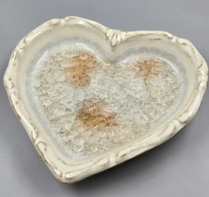 * Vintage minimalistische herzförmige Crackle Glasschale, USA, 7×6,5" schön, klassisch* - Bild 1 von 3