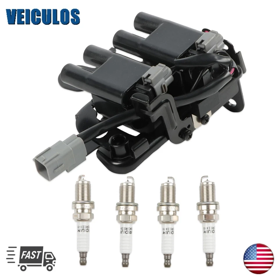 Kit de 1 bobina de encendido y 4 bujías de IRIDIO para Hyundai Elantra Kia Spectra5 Foto 1 de 4