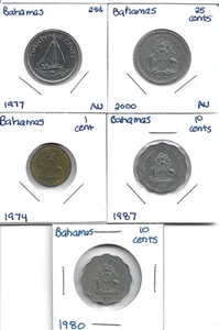 Lot Of (5) Bahamian Foreign Coins Collection World Currency Bahamas Coins - Picture 1 of 2