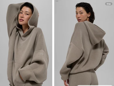 alo yoga Scholar Hooded Sweater in Light Cocoa, NWT, Small,orig$218 - Image 1 of 2