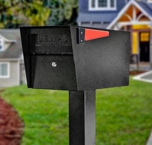 Post Mount Mailbox Galvanized Extra Steel Rural Heavy-duty Package Rural Black - Picture 1 of 3