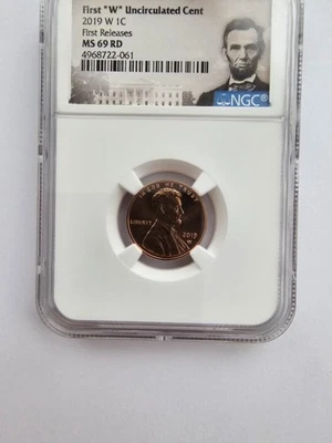 2019 "W" MS69 RD LINCOLN PENNY/CENT GRADED NGC 1C WEST POINT CLAD COIN PORTLABEL - Image 1 of 4