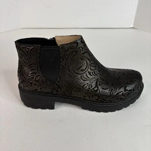 Alegria Shayne Bronze Swish Stiefeletten Größe 38 US 8,5) schwarz/bronzefarben geblümt, gebraucht, in einwandfreiem Zustand - Bild 1 von 10