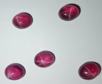 Transparent Star Ruby Oval 9x7 mm Cabochon 6 Rayed Lab-created Stone 5 pcs Lot - Image 1 of 4
