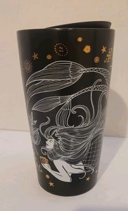 Starbucks 2019 Mermaid Siren Black Ceramic Travel Tumbler 12 Oz Sammeltasse - Bild 1 von 10