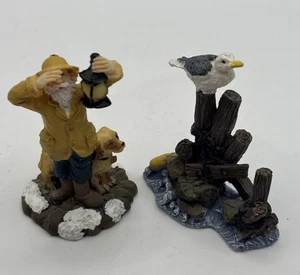 Marine Christmas Village Accessories Seagull Fisherman Nautical Holiday People - Picture 1 of 6