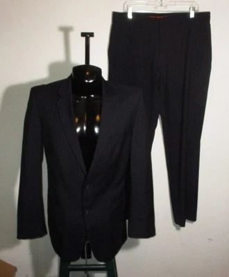 HUGO BOSS Navy Blue 100% Wool 2 Pc Suit Men's Size 42 Long, 36X32 - Image 1 of 4